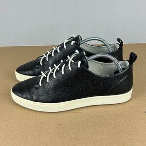 Ecco Gillian Leather Lace Up Sneakers Womens 7 Black Pointed Toe Low Top